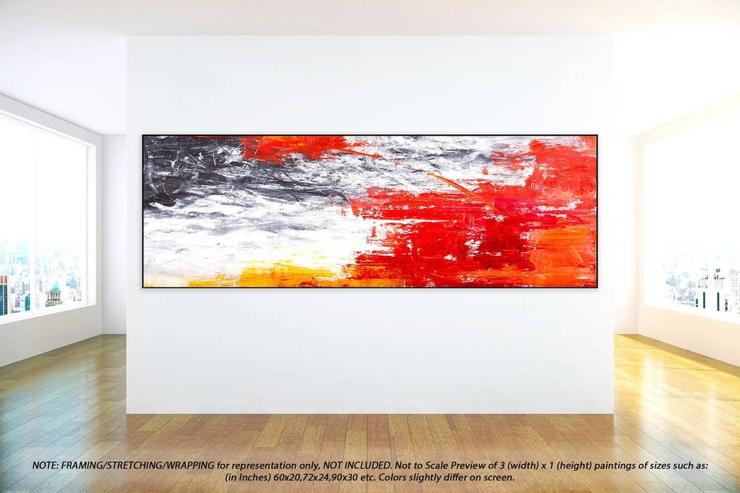 Room Handmade White Blue Red Abstract Canvas Artwork 67MUM